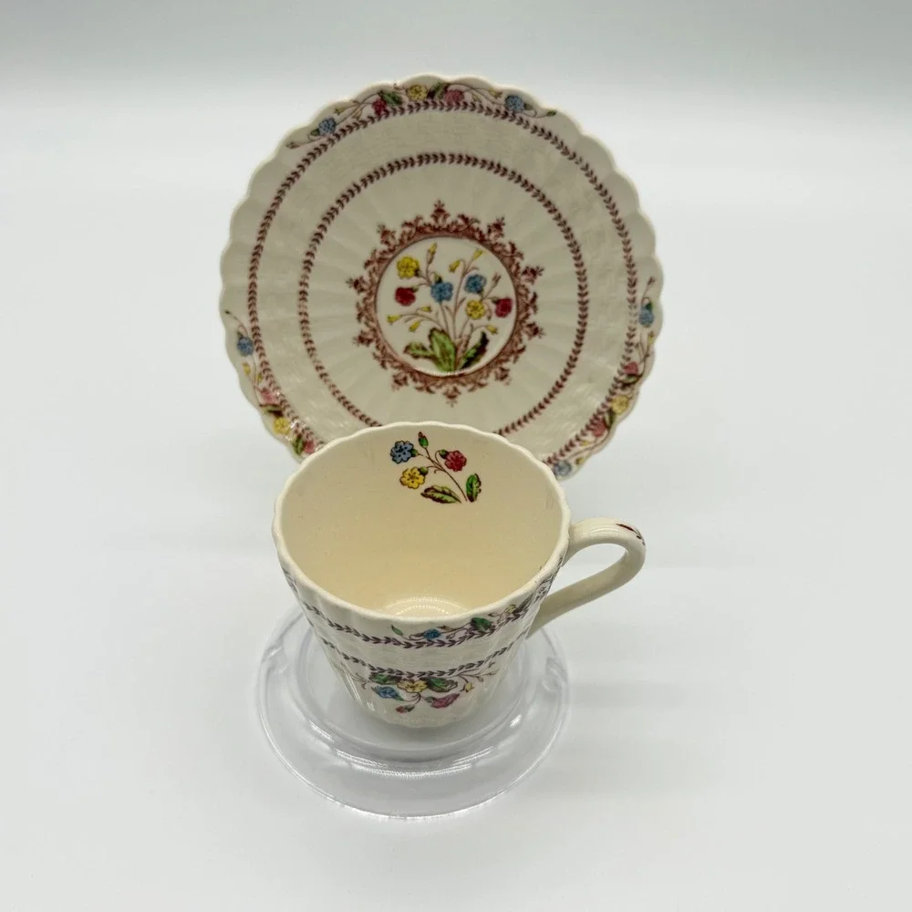 Copeland Spode Cowslip Teacup and Saucer Set S.713 Vintage Floral Earthenware